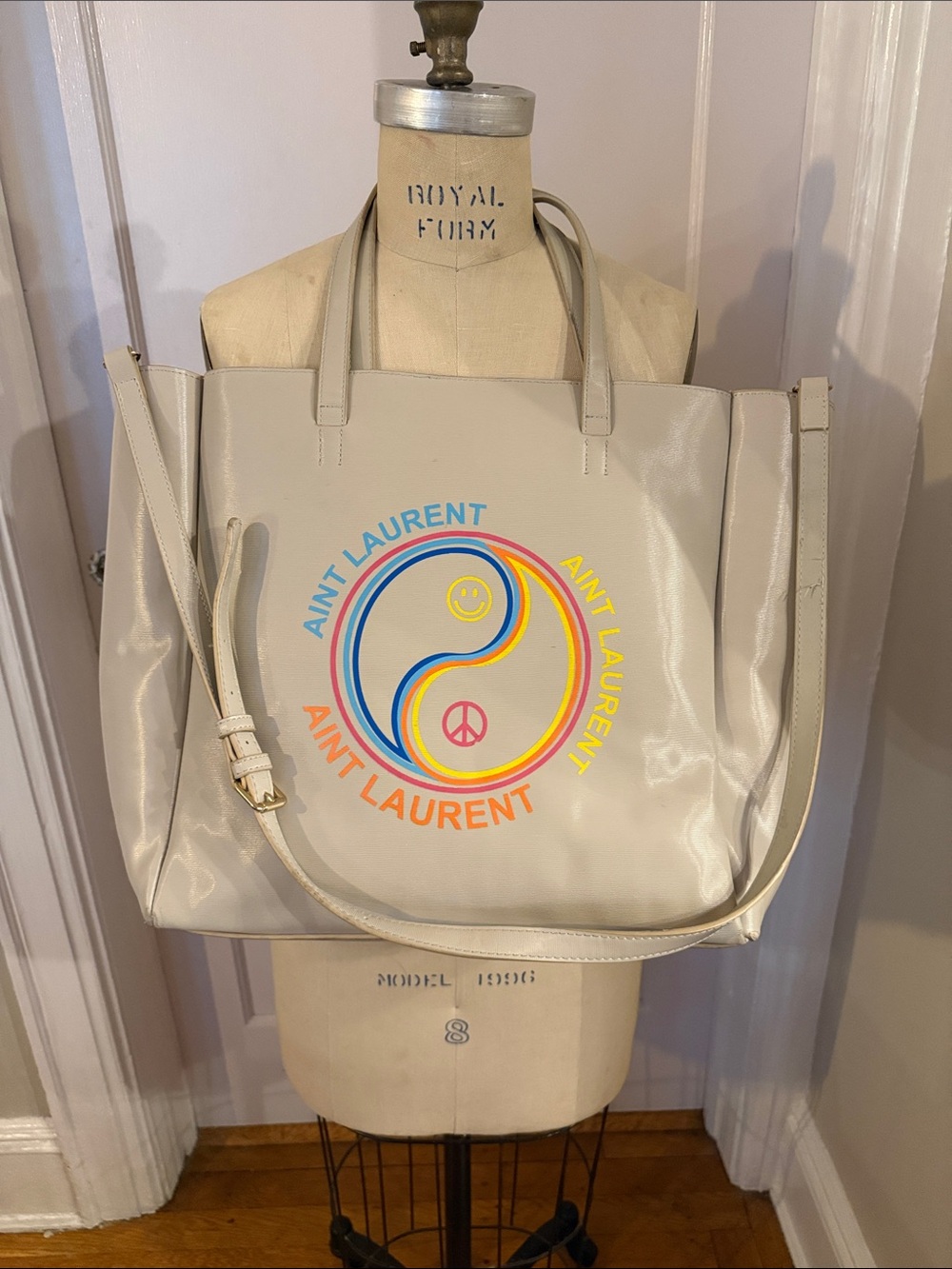 Cheeky LA/TC Faux Saint (Ain’t) Laurent Cream Never Full Tote
